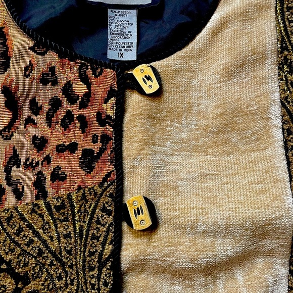 Indigo Moon women’s patchwork jacket 1X- leopard print, paisley - Picture 3 of 9